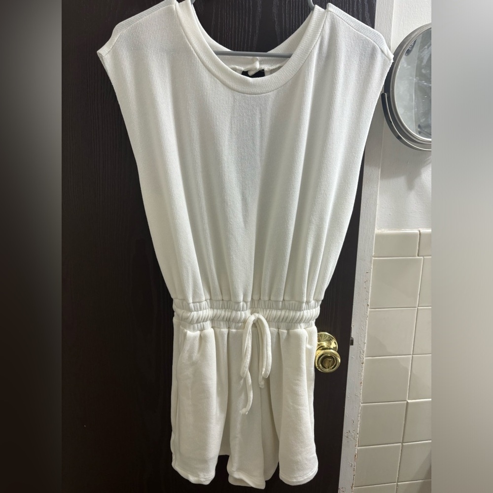 White Drawstring Romper